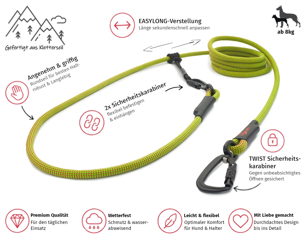 EASYLONG Hundeleine - M - TWIST Karabiner