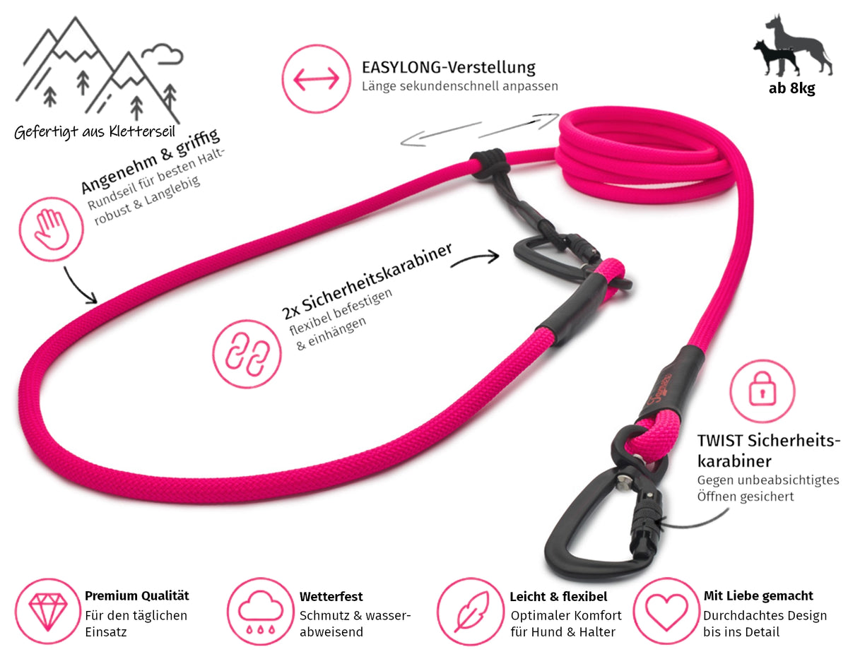 EASYLONG Hundeleine - M - TWIST Karabiner