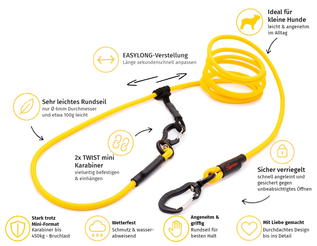 EASYLONG Hundeleine – S -  TWIST mini Karabiner