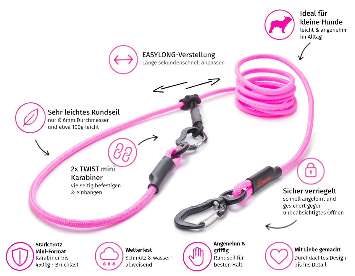 EASYLONG Hundeleine – S -  TWIST mini Karabiner